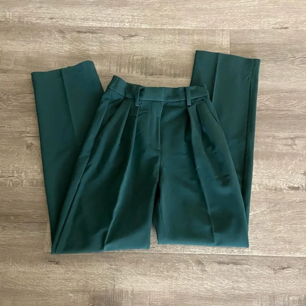 H&M Forest Green Tapered Trouser Pant - Picture 2 of 3